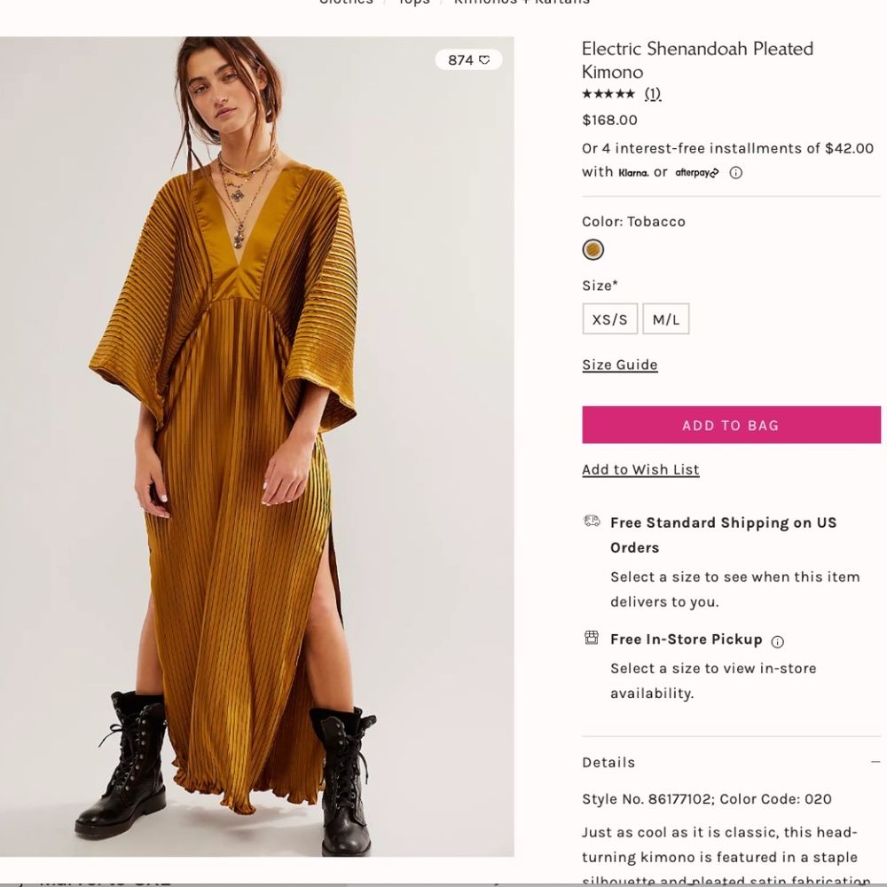 Free People Electric Shenandoah Pleated Kimono